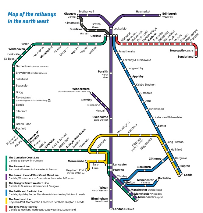 Rail routes in the North West of England