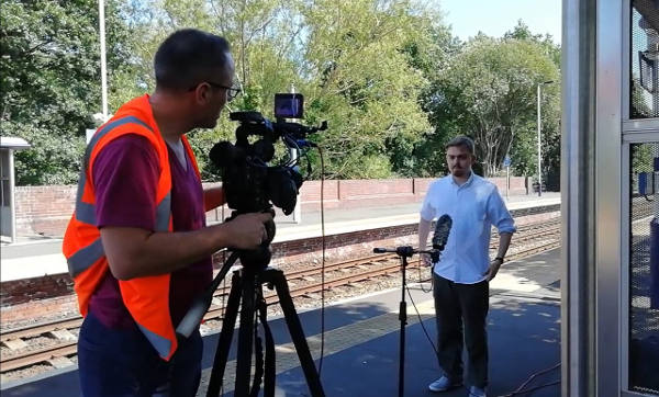 Joseph Codling being interviewed at Blaydon Station