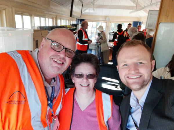Ian Stevens (Academy of Rail,, Newcastle College) Fiona Forsythe, Alex Bray Stakeholder Liaison Manager XC in Signal Box)